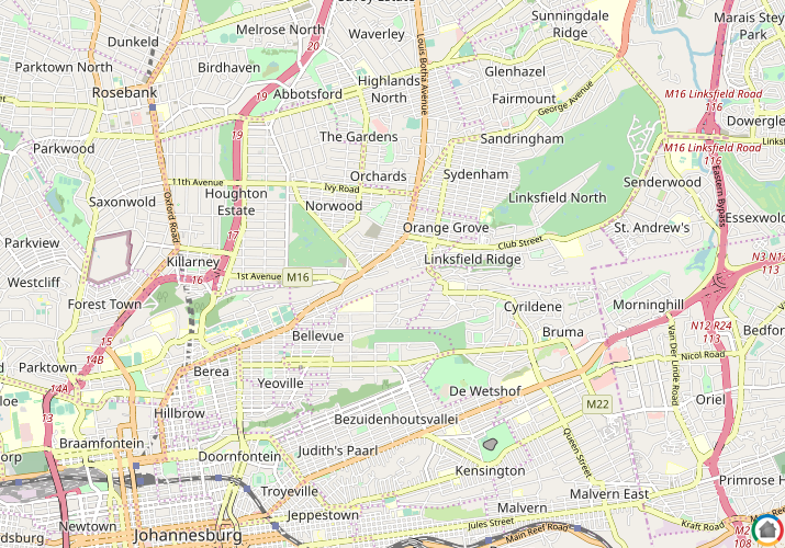 Map location of Mountain View - JHB